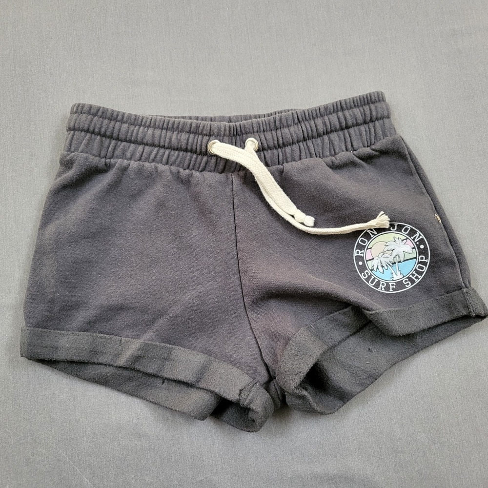 Ron Jon Surf Shop Kids Sweat Shorts Dark Gray‎ Fleece Rolled Hem Size S OD-8344
